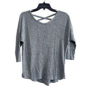 Women’s Gray Long Top with Crisscross Back